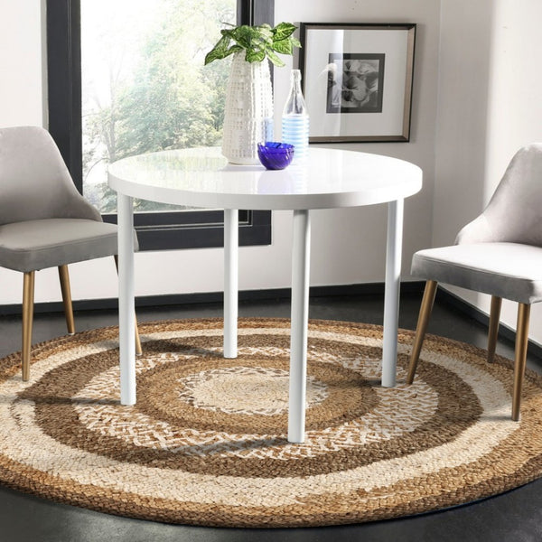 HomeRoots 8' Beige Jute Hand-Braided Rug - Timeless Texture and Natural Warmth for Any Decor Style 8' Round 394218