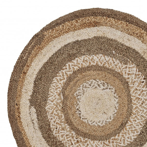 HomeRoots 8' Beige Jute Hand-Braided Rug - Timeless Texture and Natural Warmth for Any Decor Style 8' Round 394218