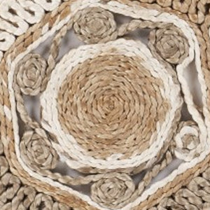 HomeRoots 6' Beige Jute Hand-Braided Abstract Geometric Rug for Elegance, Comfort, and Versatile Decor 6' Round 394220