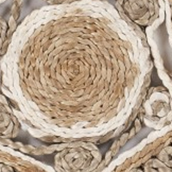 HomeRoots 6' Beige Jute Hand-Braided Abstract Geometric Rug for Elegance, Comfort, and Versatile Decor 6' Round 394220