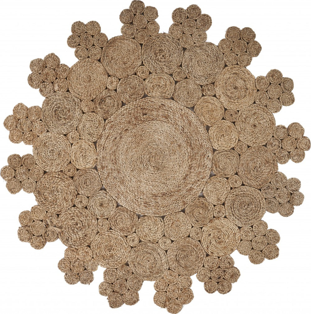 Homeroots Dazzling Concentric Natural Boutique Jute Rug  Jute 394222