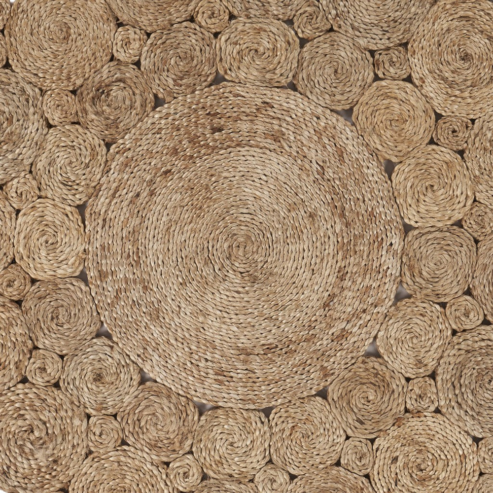 Homeroots Dazzling Concentric Natural Boutique Jute Rug  Jute 394222