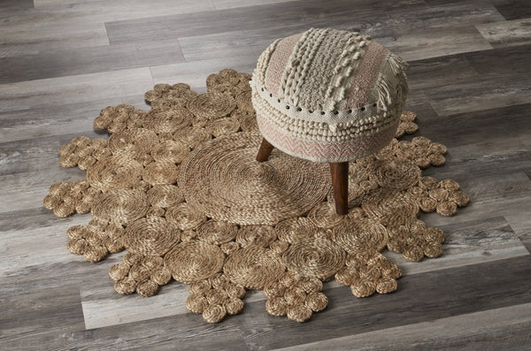 Homeroots Dazzling Concentric Natural Boutique Jute Rug  Jute 394222