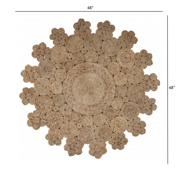Homeroots Dazzling Concentric Natural Boutique Jute Rug  Jute 394222