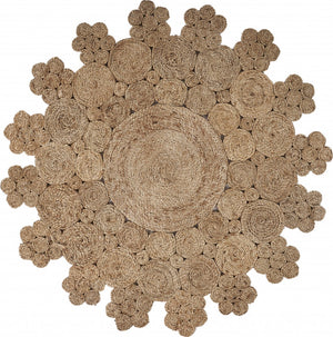 Homeroots Dazzling Concentric Natural Boutique Jute Rug  Jute 394223