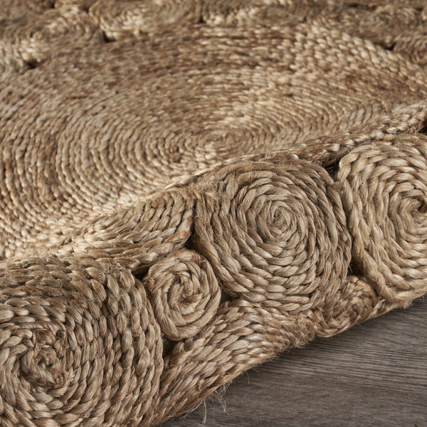 Homeroots Dazzling Concentric Natural Boutique Jute Rug  Jute 394223