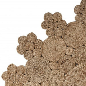 HomeRoots 6' Natural Jute Rug - Hand-Braided Abstract Geometric Design for Eco-Friendly, Stylish Interiors 6' Round 394223