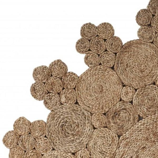 HomeRoots 6' Natural Jute Rug - Hand-Braided Abstract Geometric Design for Eco-Friendly, Stylish Interiors 6' Round 394223