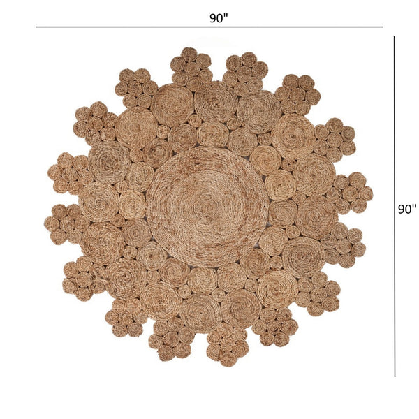 Homeroots Dazzling Concentric Natural Boutique Jute Rug  Jute 394224