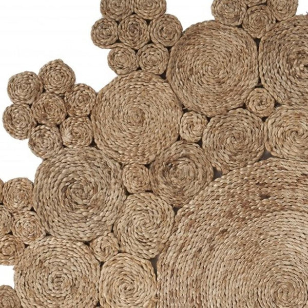 HomeRoots 8' Natural Jute Hand-Braided Rug – Artisanal Coastal Chic for Living Rooms and Dining Areas 8' Round 394224