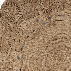 HomeRoots 6' Natural Jute Hand-Braided Geometric Rug - Eco-Friendly, Versatile Design for Modern Interiors 6' Round 394226