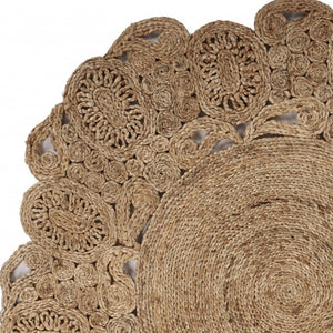HomeRoots 8' Natural Jute Hand-Braided Rug - Timeless, Durable Design for Cozy, Stylish Living Spaces Today! 8' Round 394227