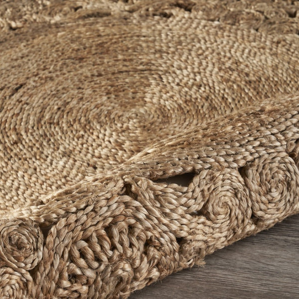 HomeRoots 8' Natural Jute Hand-Braided Rug - Timeless, Durable Design for Cozy, Stylish Living Spaces Today! 8' Round 394227
