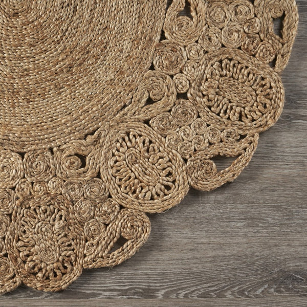 HomeRoots 8' Natural Jute Hand-Braided Rug - Timeless, Durable Design for Cozy, Stylish Living Spaces Today! 8' Round 394227