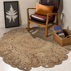 HomeRoots 8' Natural Jute Hand-Braided Rug - Timeless, Durable Design for Cozy, Stylish Living Spaces Today! 8' Round 394227
