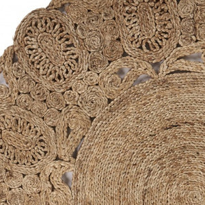 HomeRoots 8' Natural Jute Hand-Braided Rug - Timeless, Durable Design for Cozy, Stylish Living Spaces Today! 8' Round 394227