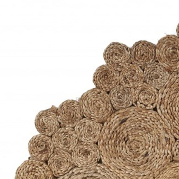 HomeRoots 6' Natural Jute Hand-Braided Abstract Geometric Rug – Timeless Texture for Any Home Decor Style 6' Round 394229