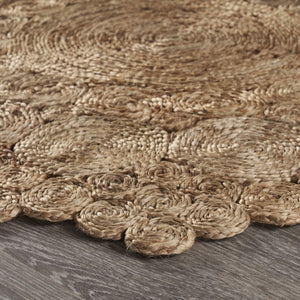 HomeRoots 6' Natural Jute Hand-Braided Abstract Geometric Rug – Timeless Texture for Any Home Decor Style 6' Round 394229
