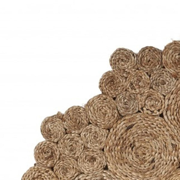 HomeRoots 6' Natural Jute Hand-Braided Abstract Geometric Rug – Timeless Texture for Any Home Decor Style 6' Round 394229