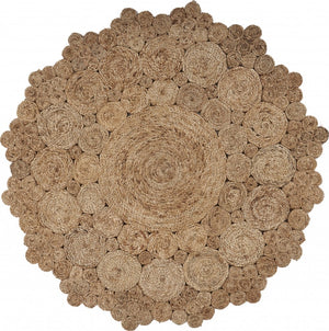 HomeRoots 8' Natural Jute Hand-Braided Rug - Timeless Craftsmanship for Elegant Home Decor and Comfort 8' Round 394230