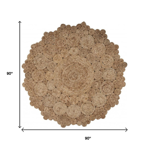 HomeRoots 8' Natural Jute Hand-Braided Rug - Timeless Craftsmanship for Elegant Home Decor and Comfort 8' Round 394230