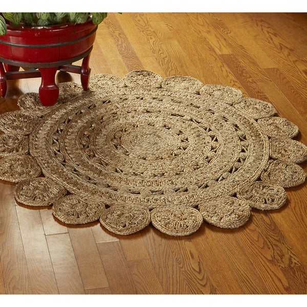 Homeroots Sunshine Golden Natural Jute Area Rug  Jute 394231