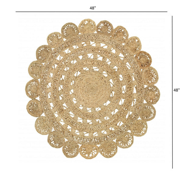 Homeroots Sunshine Golden Natural Jute Area Rug  Jute 394231