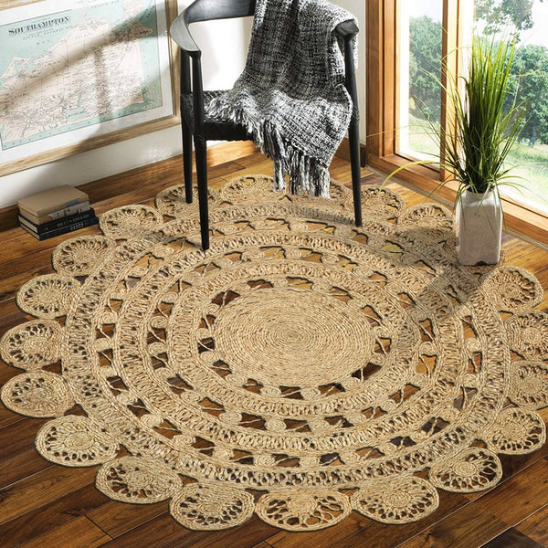 Homeroots Sunshine Golden Natural Jute Area Rug  Jute 394232
