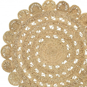 HomeRoots 8' Natural Jute Hand Braided Rug – Timeless Texture for Living Rooms, Bedrooms, and Dining Areas 8' Round Round 394233