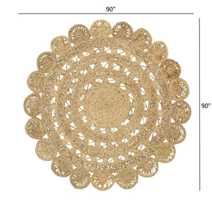 Homeroots Sunshine Golden Natural Jute Area Rug  Jute 394233