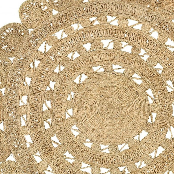 HomeRoots 8' Natural Jute Hand Braided Rug – Timeless Texture for Living Rooms, Bedrooms, and Dining Areas 8' Round Round 394233