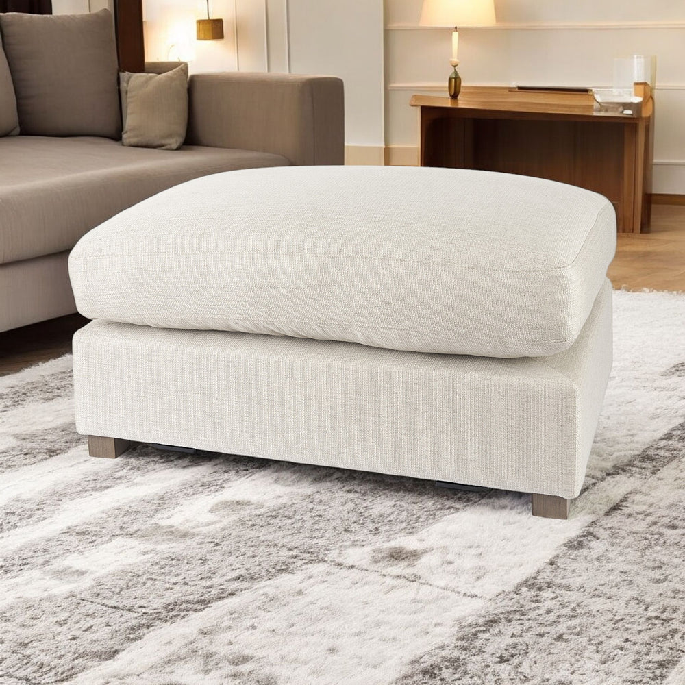 Homeroots 26" Beige Polyester And Brown Cocktail Ottoman   394236