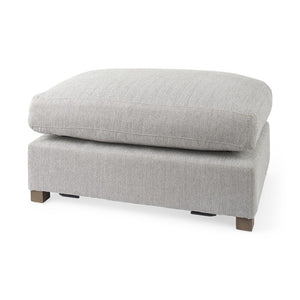 Homeroots 26" Light Gray Jute And Brown Cocktail Ottoman   394238
