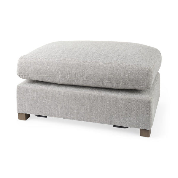 Homeroots 26" Light Gray Jute And Brown Cocktail Ottoman   394238