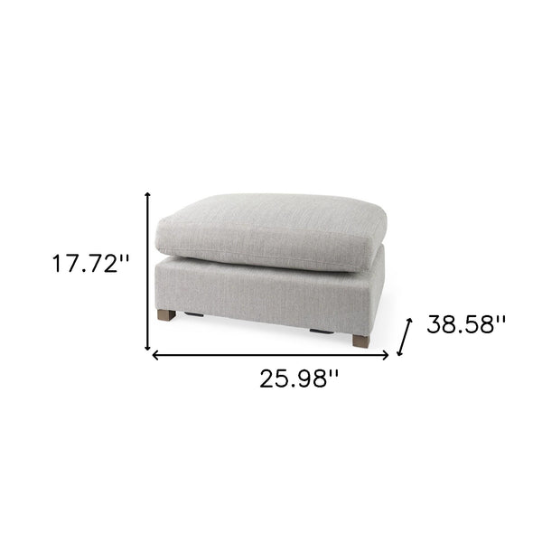Homeroots 26" Light Gray Jute And Brown Cocktail Ottoman   394238