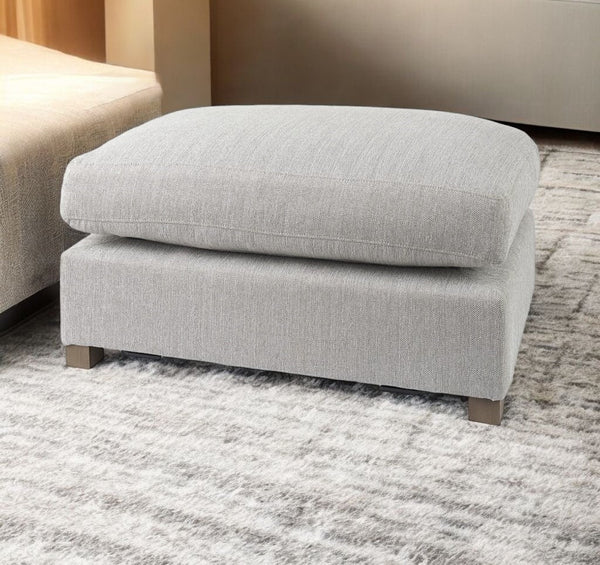 Homeroots 26" Light Gray Jute And Brown Cocktail Ottoman   394238