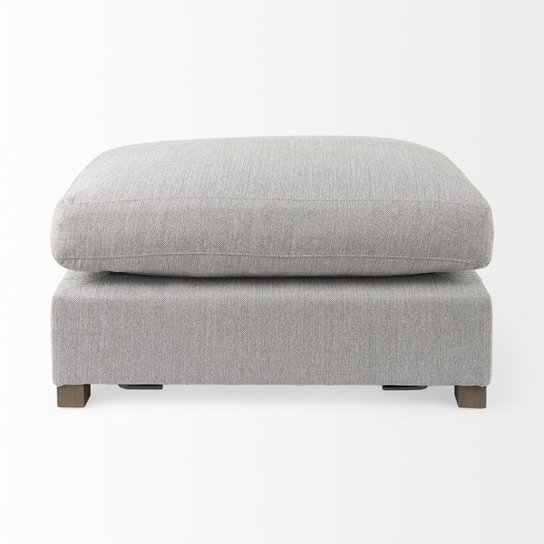 Homeroots 26" Light Gray Jute And Brown Cocktail Ottoman   394238