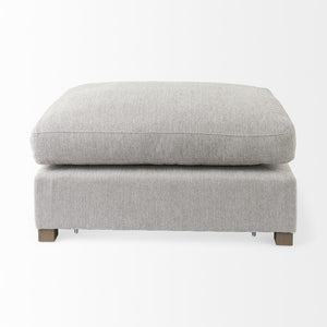 Homeroots 26" Light Gray Jute And Brown Cocktail Ottoman   394238