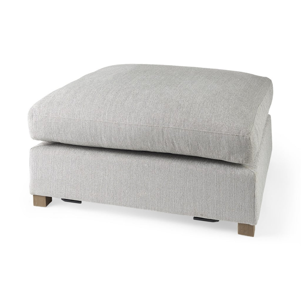 Homeroots 39" Light Gray Polyester And Brown Cocktail Ottoman   394239