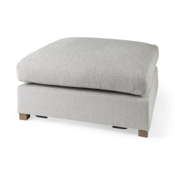Homeroots 39" Light Gray Polyester And Brown Cocktail Ottoman   394239