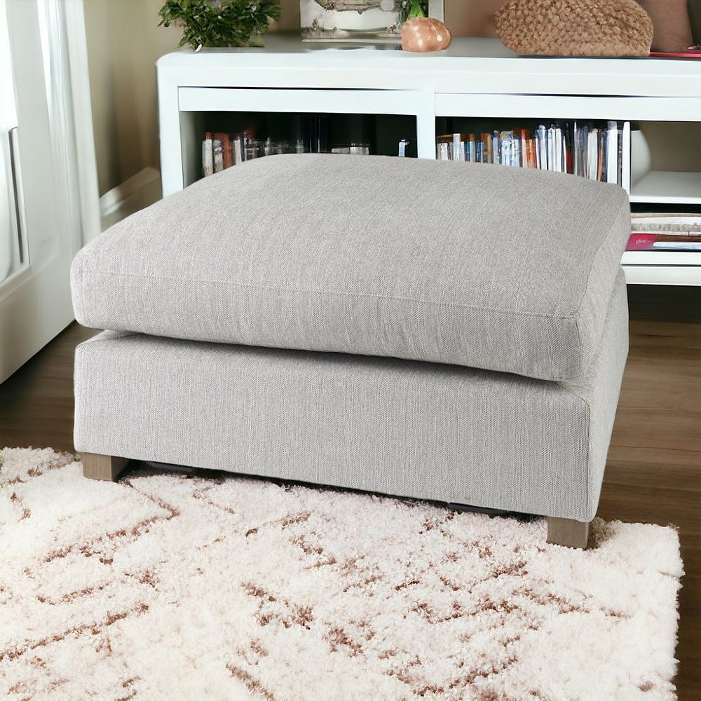 Homeroots 39" Light Gray Polyester And Brown Cocktail Ottoman   394239