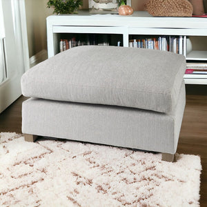 Homeroots 39" Light Gray Polyester And Brown Cocktail Ottoman   394239