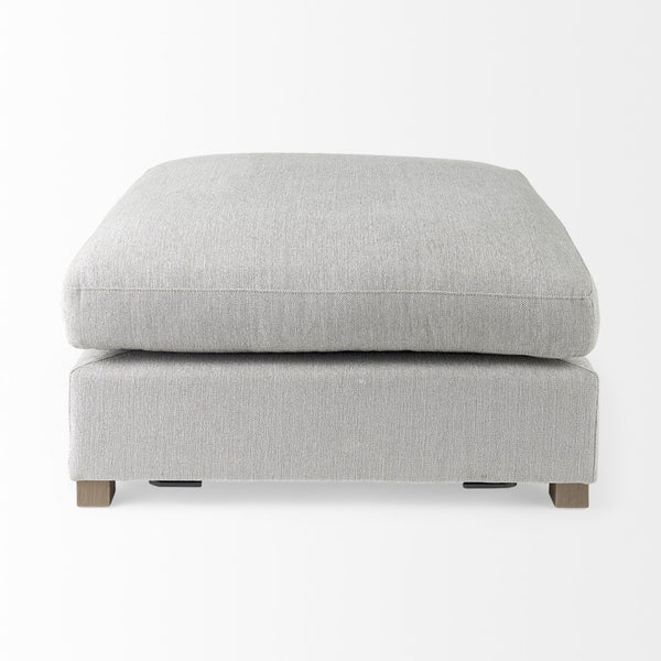 Homeroots 39" Light Gray Polyester And Brown Cocktail Ottoman   394239