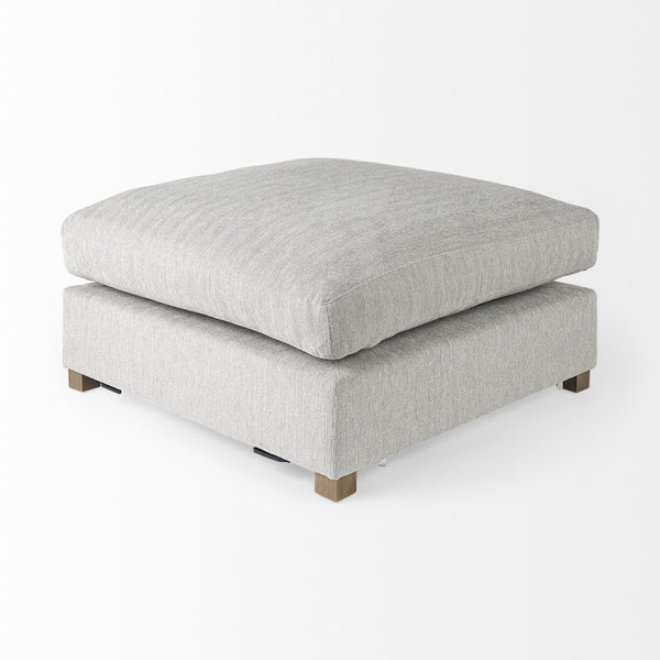 Homeroots 39" Light Gray Polyester And Brown Cocktail Ottoman   394239