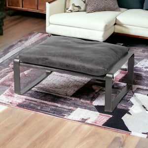 Homeroots 27" Black Faux Leather Ottoman   394242