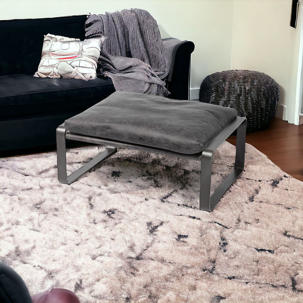 Homeroots 27" Black Faux Leather Ottoman   394242