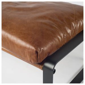 Homeroots 19" Brown Faux Leather Ottoman   394243