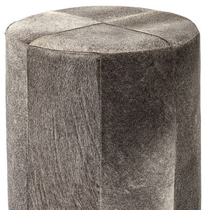Homeroots 20" Gray Wool And Brown Footstool Ottoman   394244