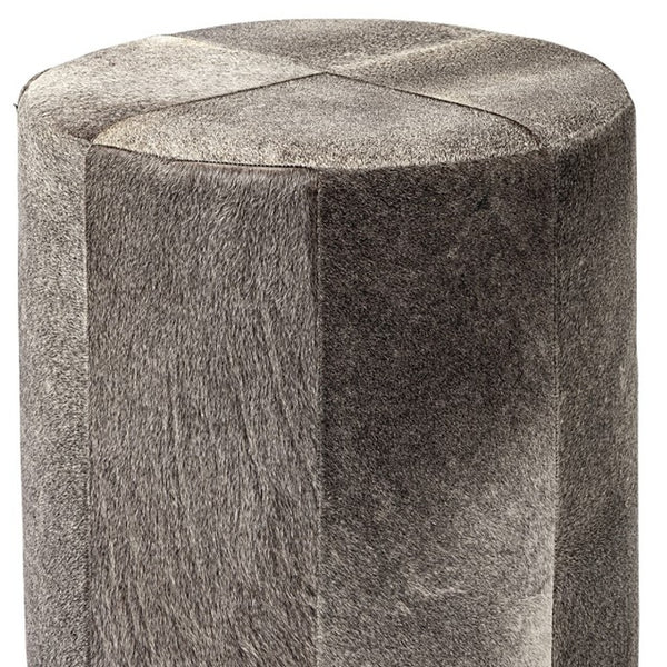 Homeroots 20" Gray Wool And Brown Footstool Ottoman   394244