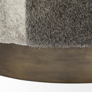 Homeroots 20" Gray Wool And Brown Footstool Ottoman   394244